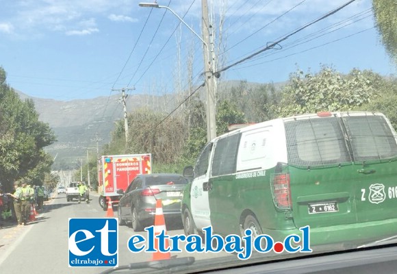 El accidente de tránsito ocurrió pasadas las 13:00 horas de ayer lunes en calle Antofagasta de Panquehue. (Fotografía: @Preludioradio).