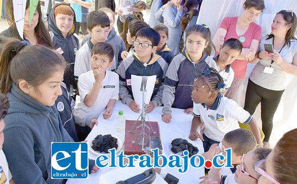 LOCOS POR LA CIENCIA.- Decenas de experimentos científicos escolares realizaron estos niños en la Escuela José de San Martín.