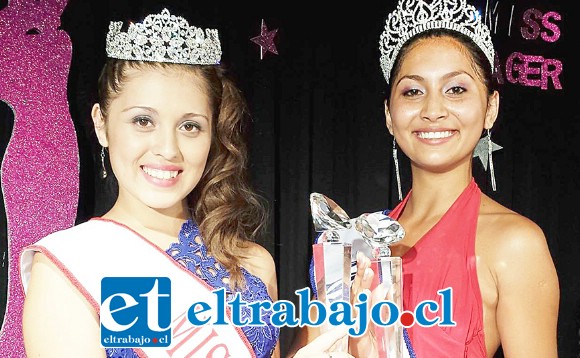 MODELO CON EXPERIENCIA.- Aquí vemos a María Paz Molina cuando ganó el Mis Teen 2014, a su lado la entonces Miss Aconcagua, Melissa Garay.