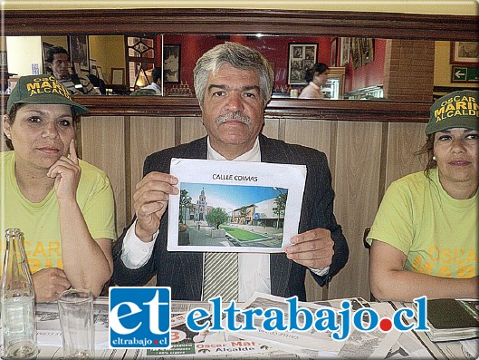 El candidato a Alcalde, Óscar Marín, señaló que las imágenes recibidas esta semana difieren de las entregadas al Concejo Municipal, en las cuales se pueden observar macetas de cemento para los árboles y no se ve la terraza.