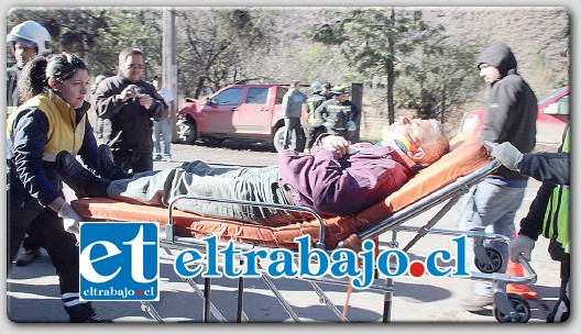 AL HOSPITAL.- El accidente se registró a eso de las 11:15 horas de este viernes en el sector Las Coimas.