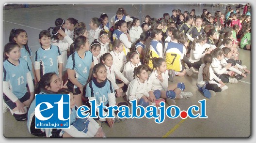 ENTUSIASMO PURO.- En todo un éxito se traLnsformó el campeonato infantil femenino de vóleibol, organizado por el Departamento de Deportes del Liceo Bicentenario Cordillera.