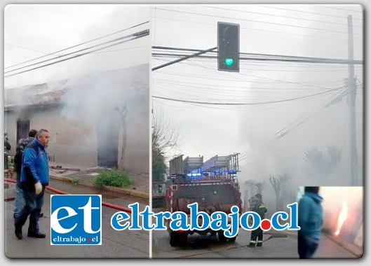 Aunque Bomberos trabajó rápidamente, en el incendio que se desató en Calle Abraham Ahumada 42, a pasos de Avenida Chacabuco. (Fotos gentileza @vega_lazo).