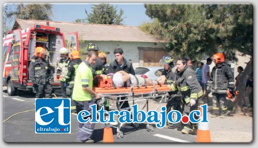 La acompañante del conductor del KÍA, identificada como Paola Bustamante, debió ser inmovilizada por Bomberos y trasladada por el Samu hasta el Hospital San Antonio de Putaendo.