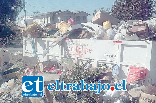 Desde colchones, pasando por electrodomésticos en desuso e incluso escombros, fueron depositados por vecinos en los contenedores que se ubicaron en las inmediaciones del sector Parrasía.