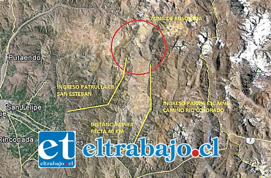 Estas es la zona de búsqueda delimitada por los equipos de emergencia.