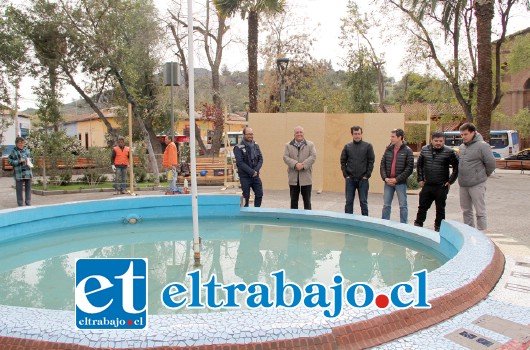 Los trabajos en la Pileta de la Plaza de Armas consideran ampliarla en ocho metros de diámetro, contemplará paisajismo de jardines, pulido de baldosas, nuevos basureros y bebederos, además de iluminación.