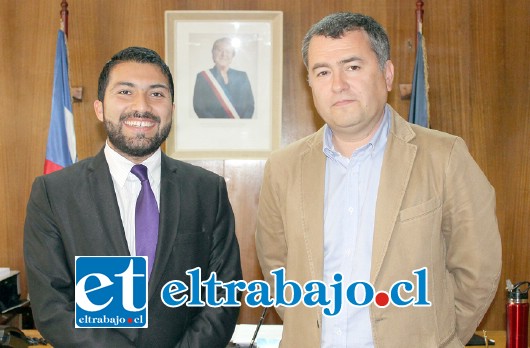 En reunión el Gobernador de Petorca, Mario Fuentes Romero y su par, Eduardo León de San Felipe.