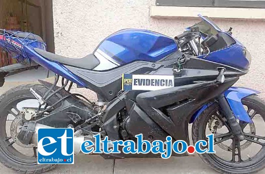 La motocicleta marca Motorrad fue hallada por la PDI al interior de una vivienda ubicada en el sector Hacienda de Quilpué en San Felipe, encargada por robo.