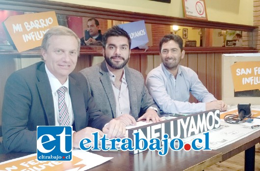 Equipo de la ONG ‘Influyamos’, integrado por el diputado José Antonio Kast, su coordinador Zonal Felipe Cuevas y Felipe Rodríguez (de izquierda a derecha), lanzaron Votación Ciudadana a desarrollarse este fin de semana en San Felipe.