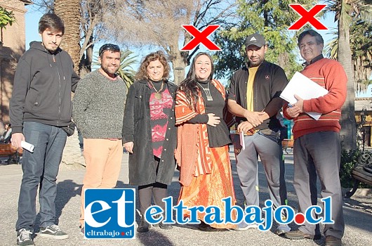 La lista original de candidatos (de izq. a der.) Francisco Casas, Ítalo García, Marcela Zamora, Lorena Véliz (bajada), Jorge Iturrieta y Alejandro Meza (bajado).