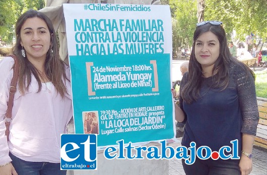 La coordinadora del Centro de la Mujer de la Provincia de San Felipe, Valeria Iturrieta (A la izquierda), convocó a una marcha familiar contra la violencia hacia las mujeres, que se desarrollará mañana jueves a partir de las 18 horas desde la Alameda Yungay.