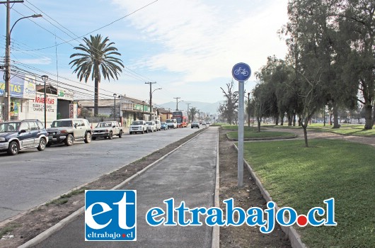 Tramo de ciclovías que corresponden a las alamedas Yungay.