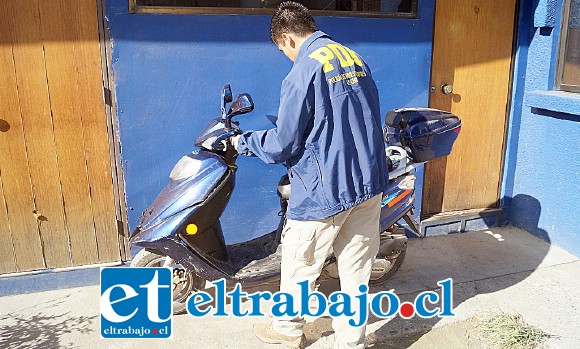 Detectives de la Brigada de Robos de la PDI de Los Andes (Biro) lograron la recuperación de una motocicleta avaluada en 800 mil pesos que había sido sustraída el pasado 29 de enero desde la avenida Yungay en la ciudad de San Felipe