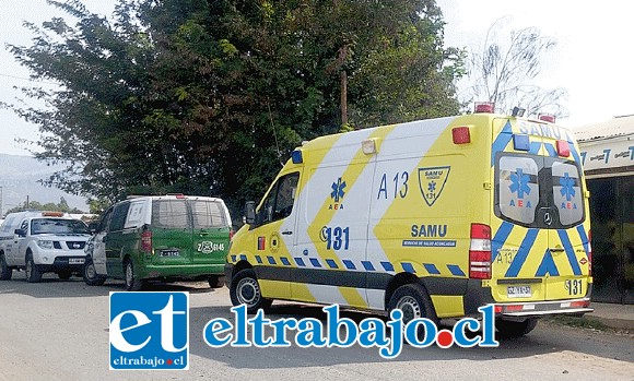 Personal del Samu, Carabineros y Servicio Médico Legal llegaron hasta el sitio del suceso. (Foto archivo).