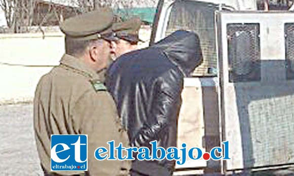 El imputado fue detenido por Carabineros desde el interior de una vivienda de la Villa Industrial de San Felipe tras la denuncia de la víctima por violación de morada. (Foto Archivo).