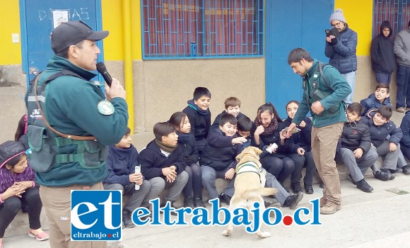 Equipos de las Brigadas Caninas de la Región de Valparaíso se ganaron el corazón y los aplausos de los pequeños que pudieron compartir con los canes cuyo olfato especialmente trabajado les permite detectar la presencia de frutas.