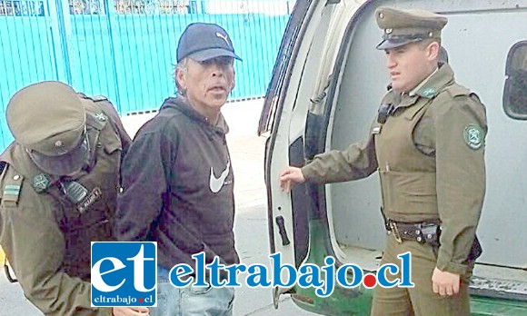 El imputado Francisco Verde-Ramo fue detenido por Carabineros acusado del hurto de una cartera sustraída al interior del restorán Sociedad de Carpinteros ‘La Unión’ de calle Combate de Las Coimas en San Felipe.