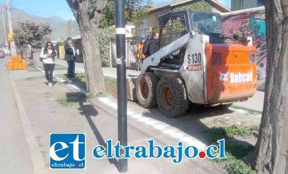 En la esquina de Avenida Maipú con Chacabuco, comenzaron a ejecutarse los primeros trabajos de la segunda fase de Construcción de Ciclovías.