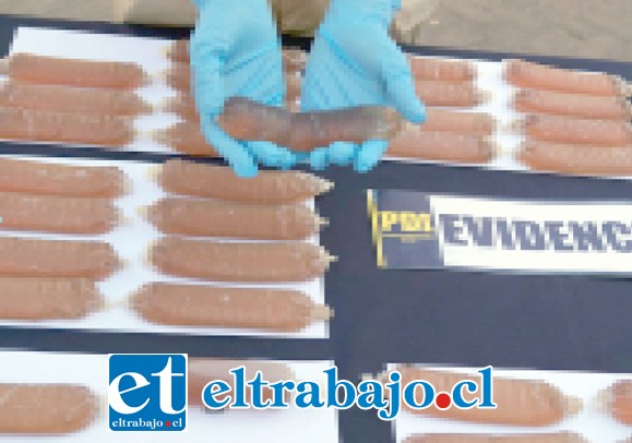 La cocaína líquida era transportada en preservativos. El decomiso total fue avaluado en $3.500 millones según reveló la PDI.