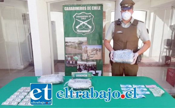 Personal del OS7 de Carabineros Aconcagua incautó más de tres kilos de marihuana elaborada, dólares y dinero en efectivo, siendo detenidos tres sujetos en el Peaje Las Vegas de Llay Llay.