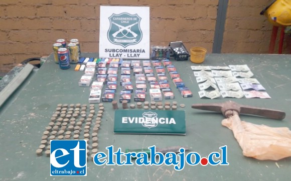 Carabineros de la Subcomisaría de Llay Llay capturó en flagrancia a dos delincuentes, quienes ingresaron hasta un local de abarrotes de esta comuna para robar dinero y otras especies.