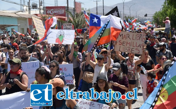 CAUSAS Y PETICIONES.- Hasta por el mar y las semillas protestaron algunos con sus carteles. Pareciera que llegó la hora de nivelar todo en Chile.