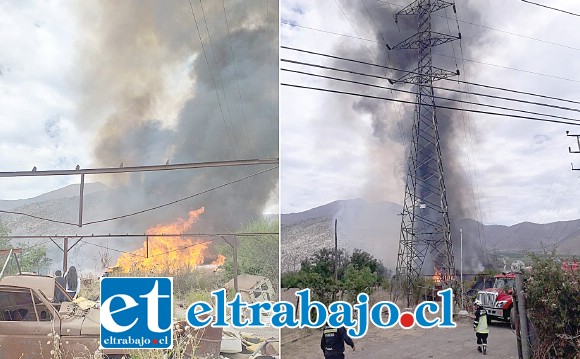 Las llamas alcanzaron los cables de alta tensión que proveen electricidad a las provincias de San Felipe y Los Andes.