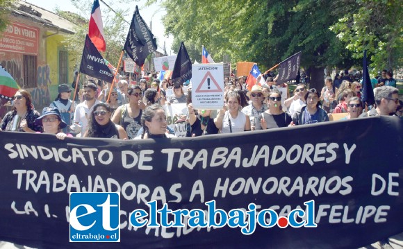 El Sindicato de Trabajadores y Trabajadoras a Honorarios de la I. Municipalidad de San Felipe, se adhirió a la huelga general feminista convocada para los días 8 y 9 de marzo, con motivo de la conmemoración del Día Internacional de la Mujer Trabajadora. (Archivo)