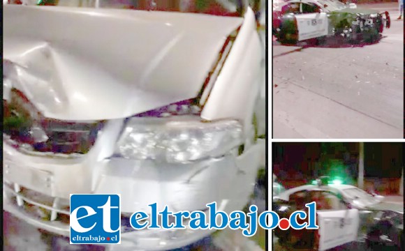 Así quedó el auto que conducía Danilo Cárdenas luego de impactar con el vehículo policial.