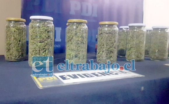 La marihuana dentro de frasco que incautó la PDI