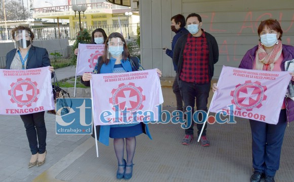 Aquí vemos a varios integrantes de la Federación Nacional Coordinadora de Bases de la Salud Pública, Fenacoor zonal Aconcagua.