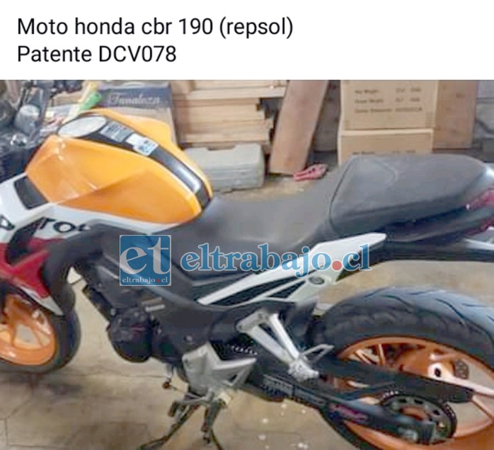 Esta es la moto que le fue robada a mano armada a un repartidor de Sushi.