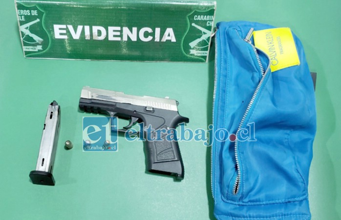 Esta fue el arma de fuego incautada por personal de la SIP de Carabineros de San Felipe.