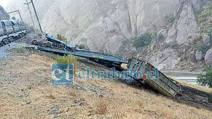 Un nuevo descarrilamiento de un tren metalero se registró la mañana de este lunes en el sector de la cuesta Las Chilcas.