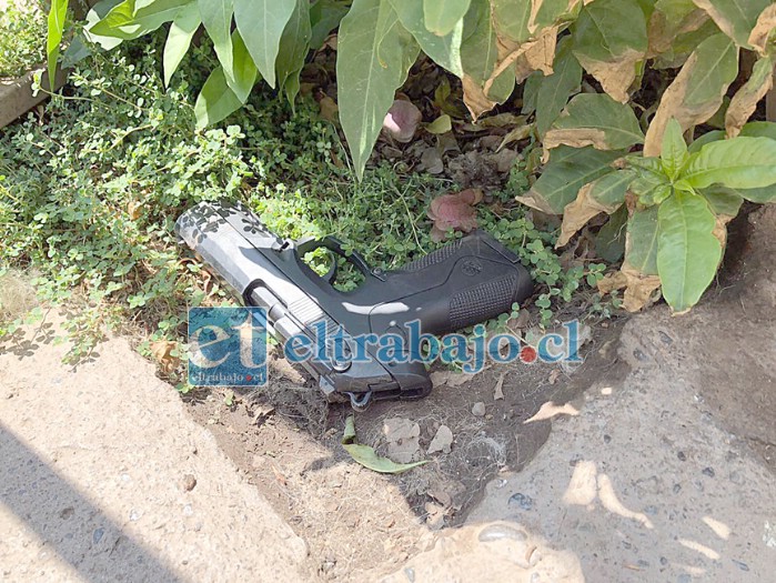 En el patio de una vecina fue encontrada esta arma, la cual aparentemente habría sido adaptada para el tiro, sostuvo Carabineros.