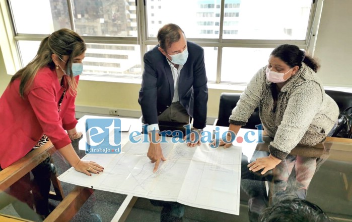 El diputado Luis Pardo junto a miembros del comité de vivienda del sector La Granja de San Felipe, se reunió con la Seremi de Bienes Nacionales, Rosario Pérez, en busca de regularizar su situación habitacional.