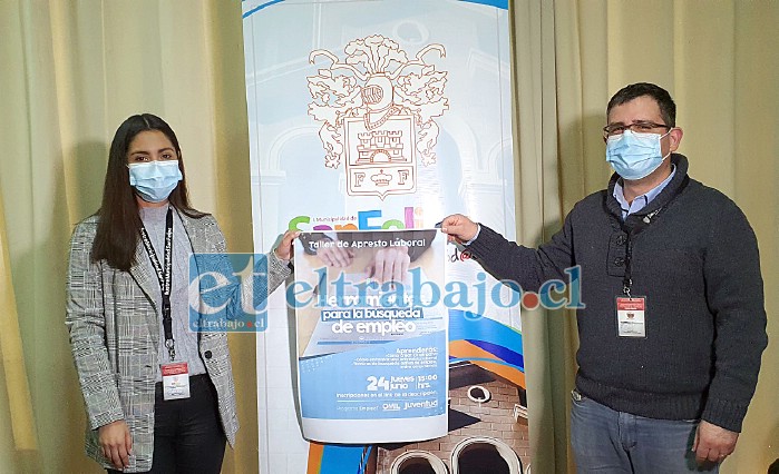 El coordinador de la Oficina de Intermediación Laboral (OMIL), Cristian Mariángel y la encargada de la Oficina, Nicole Moreno, hicieron la invitación.