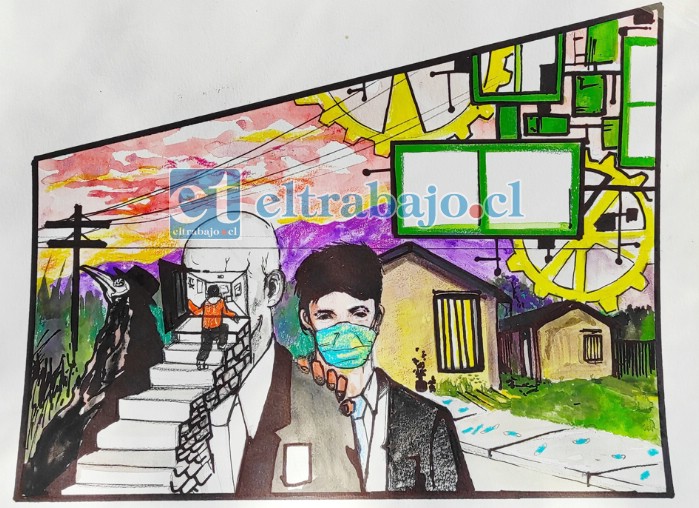 HUELLAS PARA EXPRESAR.- Este es el boceto del mural que están creando tanto los estudiantes que dibujaron con apoyo y guía de muralistas profesionales del Muros Flotantes.