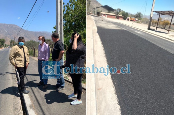 A la izquierda, en la foto de archivo, se ve al diputado Luis Pardo cuando en enero de este año llegó hasta el sector Los Cerrillos en Catemu para escuchar las necesidades de los vecinos. A la derecha parte de las obras concretadas este mes por Vialidad, las que fueron solicitadas por los vecinos y gestionadas por el parlamentario y la concejala Jéssica González.