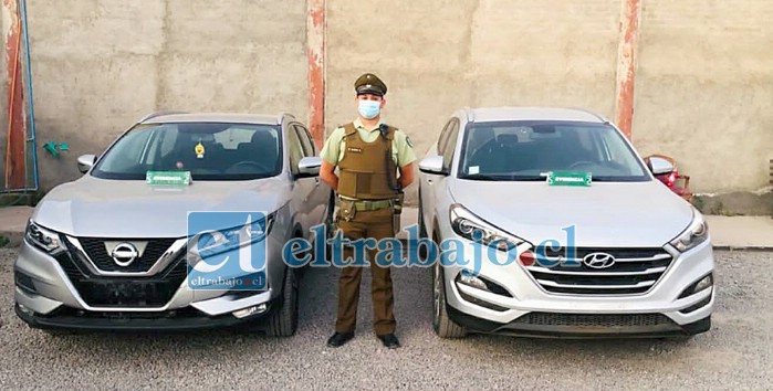 Acá los dos vehículos incautados en pleno centro de San Felipe por personal de la SIP.