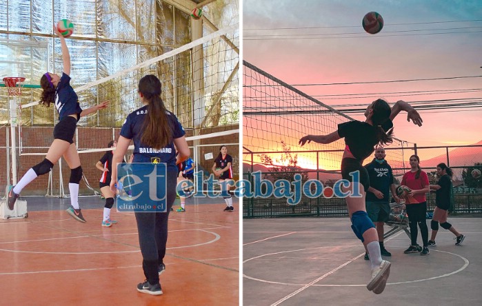 CON ALAS PROPIAS.- La estatura, condición física, agilidad y entrenamiento son las mejores herramientas para sacar lo máximo del vóleibol. Así cayó la noche, sudando y corriendo por la cancha en busca del perfeccionamiento físico y mental que les permita ganar el torneo.