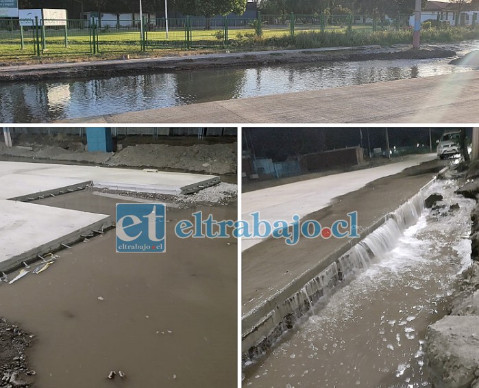 En una verdadera piscina o río se transformó ayer Avenida Michimalonco por el desborde del canal.