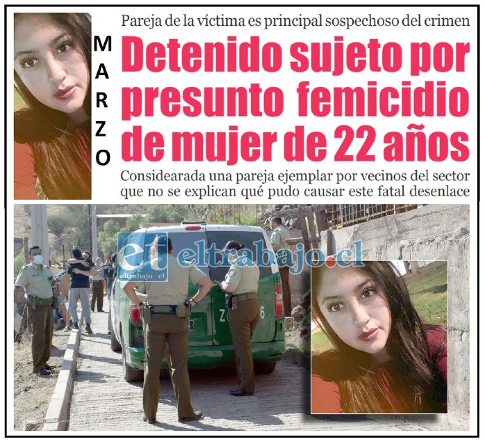 MARZO DE SANGRE.- La joven Valeria Ortiz Oyarzún, de 22 años de edad, perdió la vida de manera violenta supuestamente a manos de su pareja.