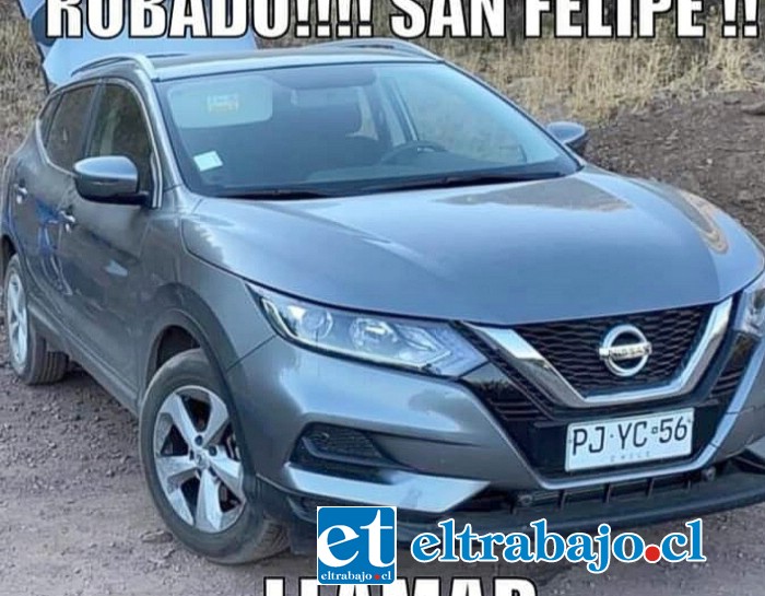 Este es el Nissan Qashqai que robaron en Población La Santita.