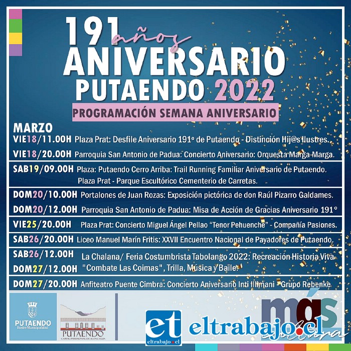 Entre otras iniciativas, el programa contempla la exposición pictórica del destacado artista Raúl Pizarro, una corrida familiar llamada ‘Cerro Arriba’ Putaendo, el concierto de Inti Illimani y una nueva versión del Encuentro Nacional de Payadores.