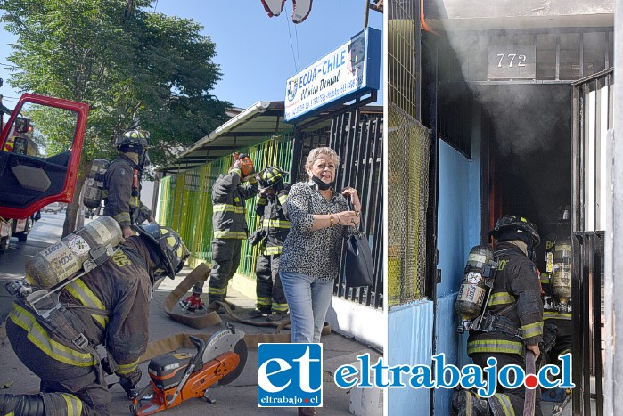 SIEMPRE BOMBEROS.- En cuestión de minutos Los Caballeros del Fuego dieron por abordada y controlada la emergencia en este local comercial.