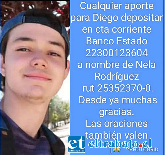 Acá la cuenta donde se puede depositar para ayudar a Diego, está a nombre de su madre Nela Rodríguez.