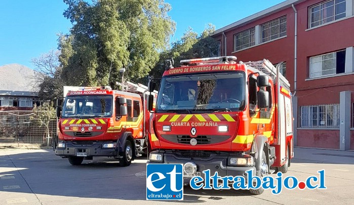 Bomberos controló rápidamente amago de incendio en el Liceo Roberto Humeres de San Felipe.