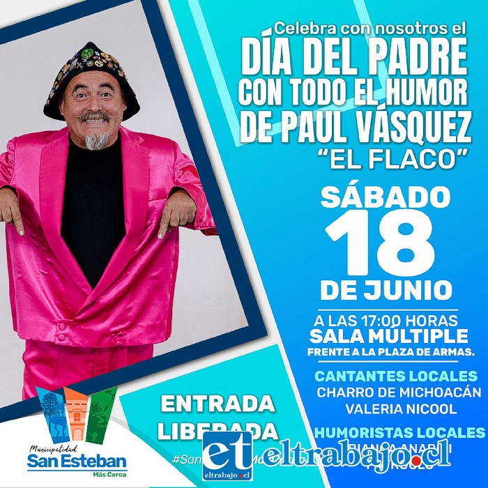 Paul Vásquez, ‘El Flaco’, será el ‘plato fuerte’ de la jornada en que el municipio de San Esteban estará celebrando el Día del Papá.